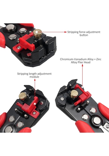 Symbee Profesyonel Kablo Soyma Ve Sıkma Pensesi + 700 Adet Yalıtımlı Terminal Seti - Kırmızı