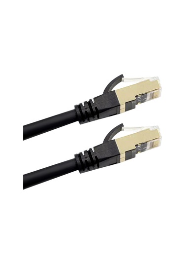 Springsun Cat8 Ethernet Kablosu 40gbps Hızlı Veri Transferi 2000mhz 26awg Oksijensiz Bakır Çift Gövde Koruma Siyah 10m