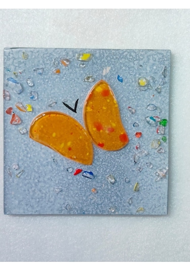 Şeker Portakalım Kelebek Desenli Banyo Cam Gider Kapağı Süsü