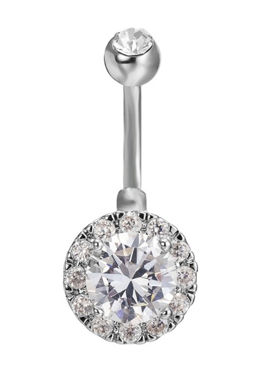 Chavin Yuvarlak Komple Taşlı Göbek Piercing Dt80By Gümüş