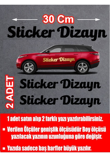 Kişiye Özel Yazı - 2 Adet Isim Soyisim Yazı - Araba - Oto - Araç -motosiklet - Karavan Sticker Etiket 02515 30 Cm