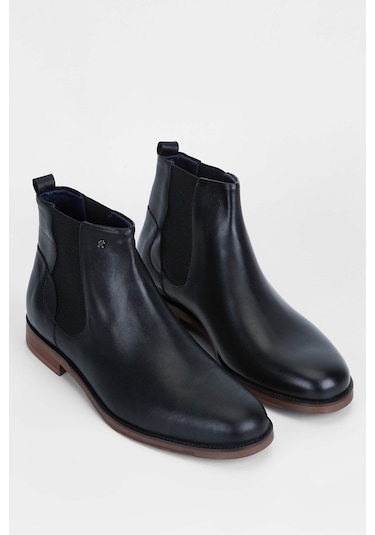 Tamer Tanca Erkek Hakiki Deri Siyah Deri Casual Bot 383 3655 B Erk Bot Sk19/20 Sıyah Dr Siyah