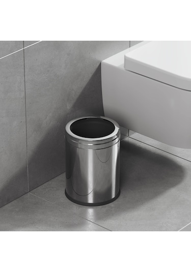 3 lt Tam Ürün Adını "Aqua Bagno Basic Çöp Kovası - Çemberli Tip - 3 L - Parlak Krom - 35.99.57.05.01