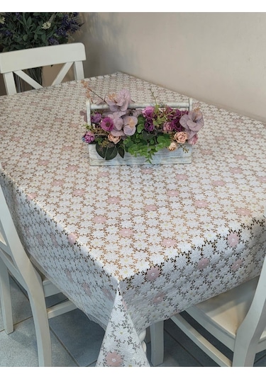 Ithal Pvc Muşamba - Desenli Silinebilir Masa Örtüsü 07nl62 Pembe