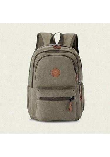 Yeşil Wtempo Düz Renk Kalın Aşınmaya Dayanıklı Kanvas Sırt Çantası Unisex Büyük Kapasiteli Bagaj Çantası Denim Öğrenci Okul Çantası