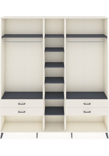 Arges Dolap 10 Raflı 4 Çekmeceli 2 Askılı 220x30x243 Aytaşı-antrasit/aytaşı Antrasıt/aytası