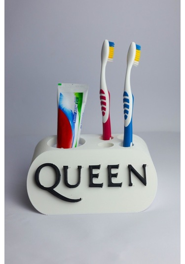 Queen - Dekoratif Diş Fırçalık Beyaz