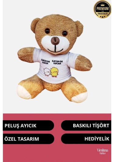 Özel Tasarım Romantik Sevgililer Doğum Günü Karım Da Karım Kocam Da Kocam Baskılı Peluş Ayıcık