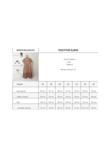 Dantelli Doğal Kumaşlı Boydan Düğmeli Kot Elbise Vizon