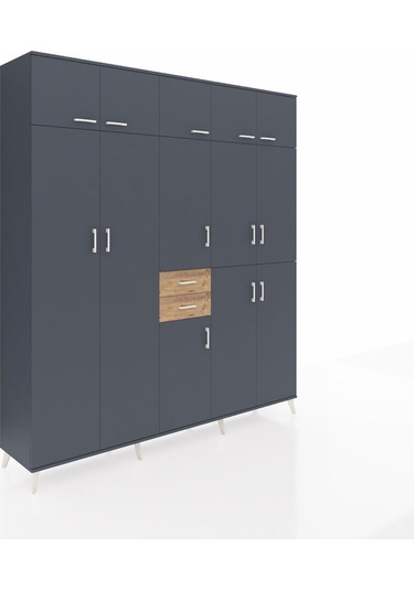 Hyperion Dolap 10 Raflı 2 Çekmeceli 3 Askılı 220x44x243 Antrasit-antrasit/çam Antrasıt/atlas Çam Hyperion Dolap 10 Raflı 2 Çekmeceli 3 Askılı 220x44x243 Antrasit-antrasit/çam Antrasıt/atlas Çam