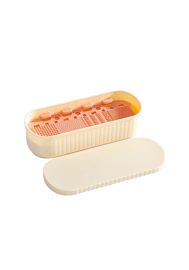 Cbtx U026 Makyaj Fırçası Trp+pp Saklama Kutusu Makyaj Yumurta Puf Temizleme Filtresi Kurutma Rafı - Kremsi Sarı