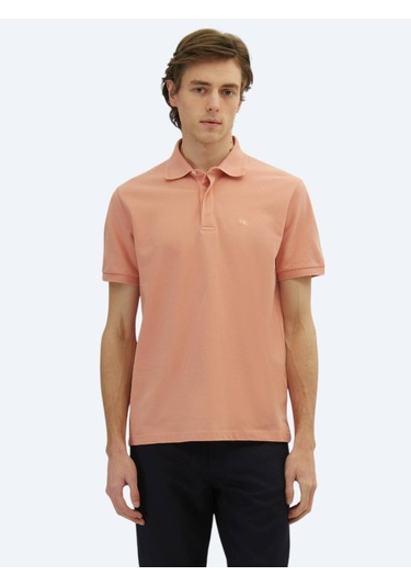 Somon Düz Polo Yaka %100 Pamuk T-shirt Somon