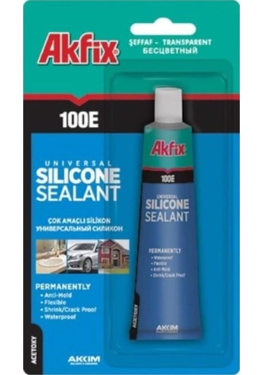 Akfix Silikon Şeffaf 100E-50Ml-Tüp Şeffaf