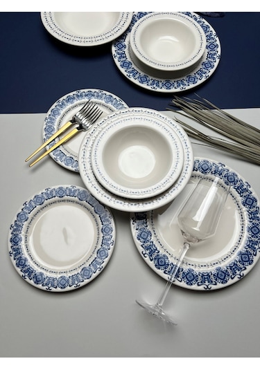 Tabak Evi Bonsai Blue Garden Porselen Yemek Takımı 4 Kişilik 16 P