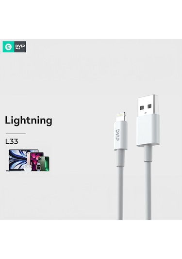 Dvıp L33 6a 120w Usba To Lightning Hızlı Şarj Kablosu 1m Beyaz