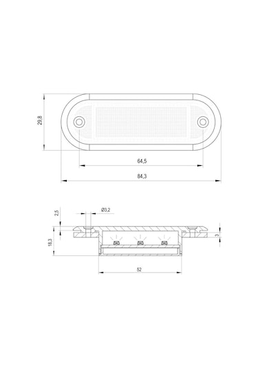 Sanel 12v-24v Parmak Lamba 3-ledli Kablolu Kırmızı 84.3 29.8 Mm E9