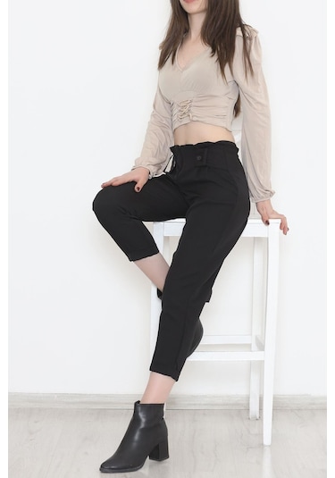 Bensu Store - Kemer Görünümlü Pantolon Siyah - 20785.683. 001