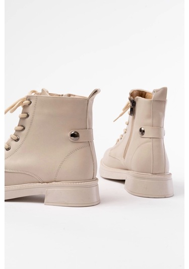 02-2003 Bej Bağcıklı Fermuarlı Günlük Kadın Bot Bej