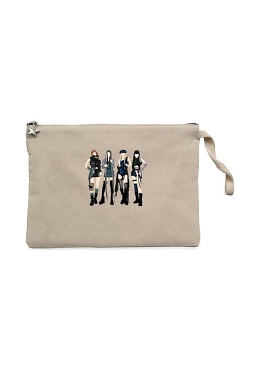 Blackpink Pink Venom Krem Clutch Astarlı Cüzdan / El Çantası Krem