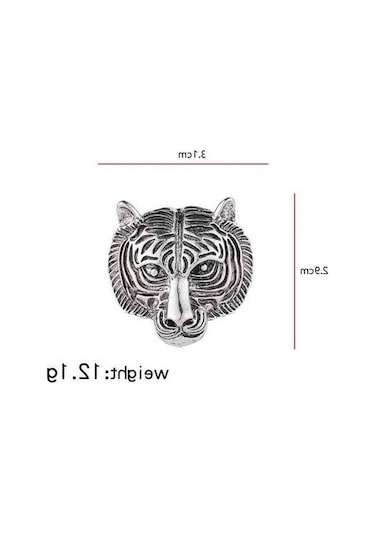 Flybuy Kişilik Kaplan Başı Broş Erkek Takım Elbise Pimi Vintage Rozet Yaka İşaretliği Gümüş