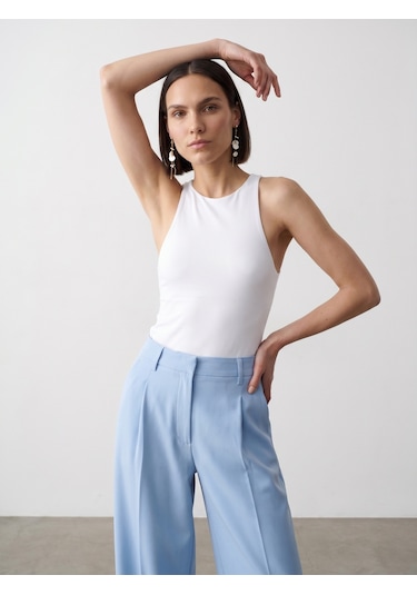 Dilvin 32836 Halter Yaka Bodysuit-beyaz