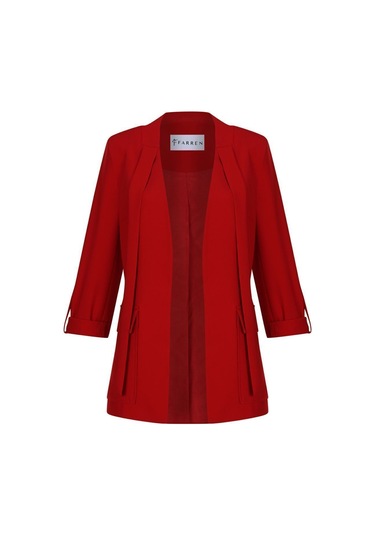 Kadın Apalet Detaylı Blazer Ceket Frn70703 Kırmızı1 Kırmızı