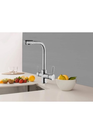 3 Yollu Arıtma Bataryası Arıtma Çıkışlı Eviye Batarya Sıcak Gümüş