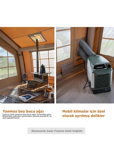 Habl 13 Kişilik 13.2m2 4 Mevsim Şişme Çadır 367 360 220cm Bej