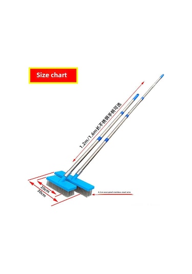 Monyee 30cm Paslanmaz Çelik Telli Zemin Fırçası - 1.6m Paslanmaz Çelik Saplı, Kuru Bıçaklı, Ev Temizliği İçin Mozaik, Kireç Ve Pas Temizleyici Diğer