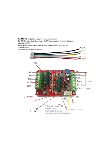 Fosenze Yüksek Güçlü Bldc Üç Fazlı Fırçasız Motor Sürücüsü, 6-60v Geniş Voltaj, 400w, Hall Sensörlü, Plc Kontrolü