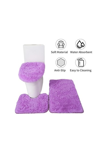 Didadodo 3 Parça Yumuşak Banyo Paspas Seti - Su Emici, Kaymaz Kapağı Ve U Şekilli Halı Haki, Kumaşlı Haki