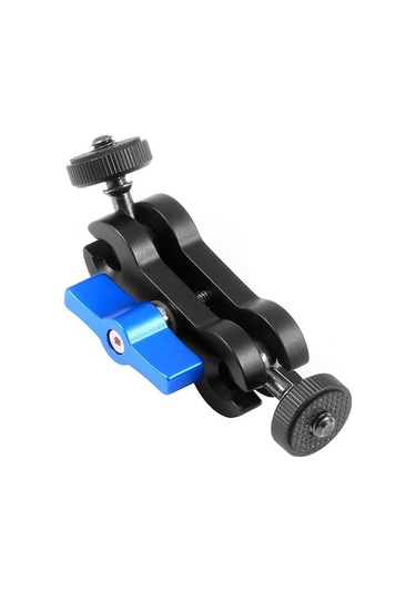 Mavi Alüminyum Çift Toplu Bilekli 360 Döner Fotoğraf Ayakçısı - Dslr Telefon Monitör İçin Cnc İşlemi 1/4" Vida