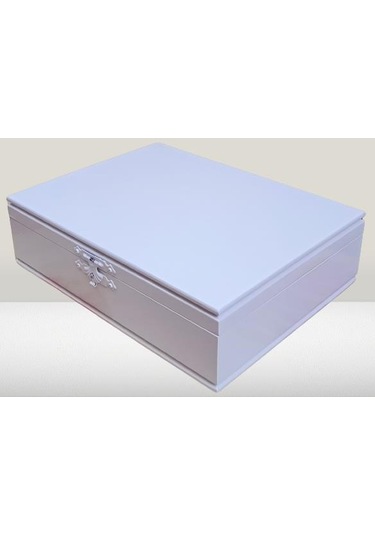 Hobi Adn Dekoratif Makyaj Kutusu Bölmeli Klipsli Parlak Beyaz Model El Yapım