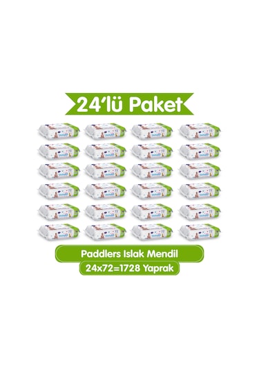 Paddlers Islak Mendil 1728 Yaprak (24 Paket x 72’li) – Koli