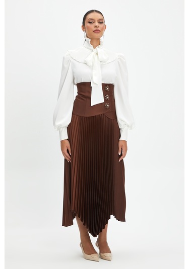 Kadın Fırfır Detaylı Gömlek -  Ekru