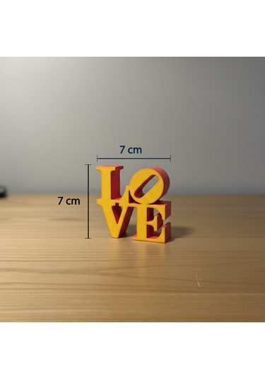 Modern "love" Tipografik Dekoratif Figür Minimalist Pla Masaüstü Aksesuarı Sarı - Kırmızı