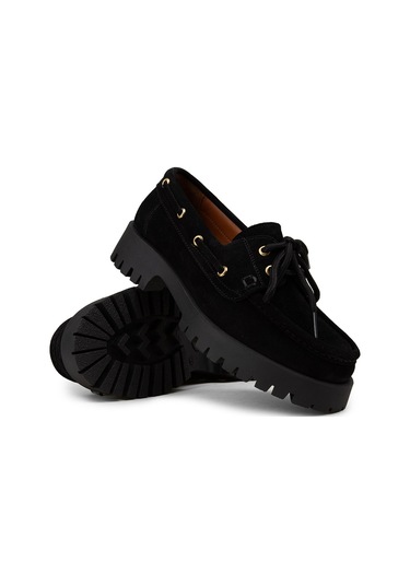 Deery Kadın Hakiki Süet Siyah Marin Loafer - 02036zsyhc01