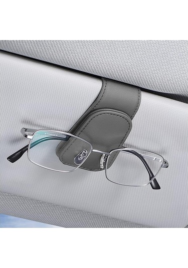 Paket, Gri Araba Gözlük Tutucu, Manyetik Araba Gözlük Tutucu Cüzdan, Kart Tutuculu Evrensel Araba Güneşlik Güneş Gözlüğü Tutucu