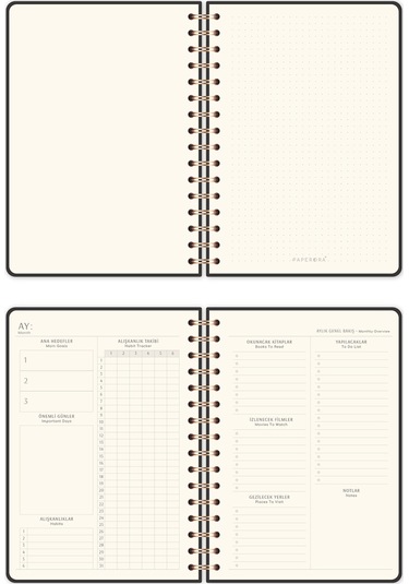 A5 Spiralli Süresiz Planlayıcı Ajanda - Füme Füme