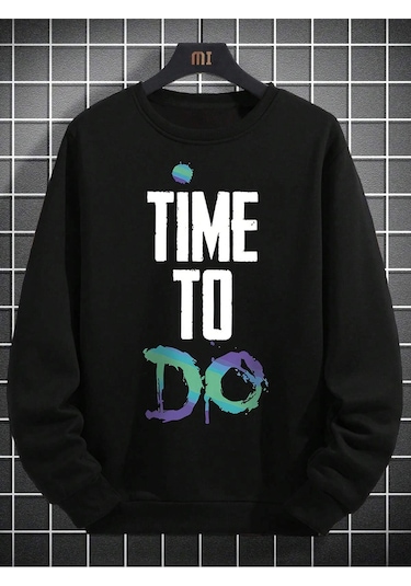 Adrift Slogan Graphic Drop Shoulder Sweatshirt Siyah Siyah