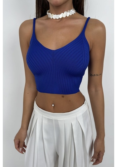 Cojans V Yaka Crop Bluz Karışık
