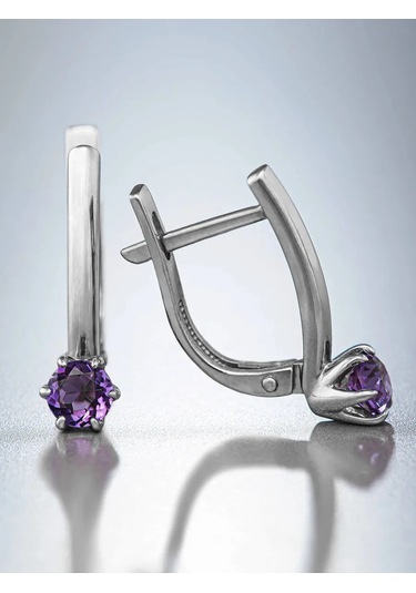 Uvelirnye Tradicii 925 Ayar Gümüş Doğal Ametist Küpeler 217134642 Pembe