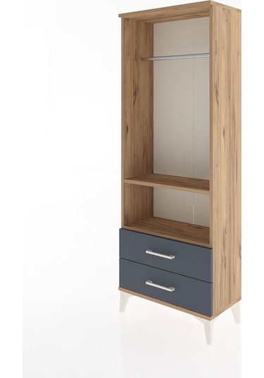 Arges Dolap 2 Raflı 2 Çekmeceli Tek Askılı 60x30x163 Çam-antr... Çam