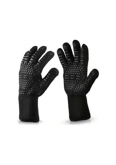 Novahub Isıya Dayanıklı Eldiven 1 Çift Yanmaz Fırın Eldiveni - Kesilmeye Dayanıklı Siyah Siyah