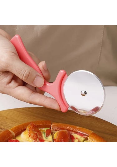 Honeybeeshop Turuncu Pp Saplı Paslanmaz Çelik Pizza Kesici Mutfakta Pizza Pankek Turta İçin Pratik Alet Turuncu