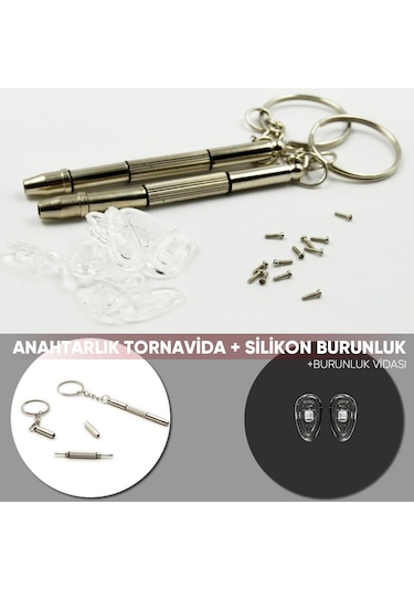 Gözlük Anahtarlık Tornavida Seti +2 Çf Silikon Burunluk Ve Vidası