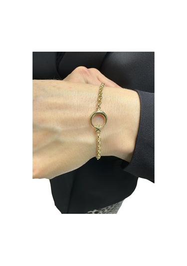MaGold Ayyıldız Taşsız Günlük Doch Zincir Altın Bileklik Altın - Yeşil