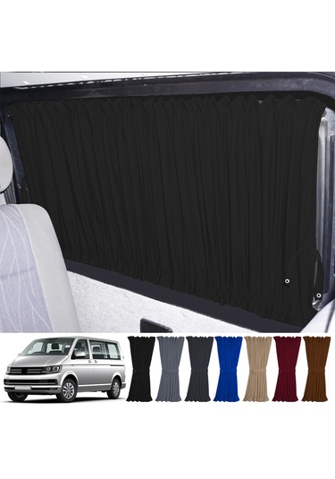 Pandami Volkswagen Transporter T5/t6/t7 Uzun Şase 2003-2022 Uyumlu Siyah Raylı Oto Perde Takımı