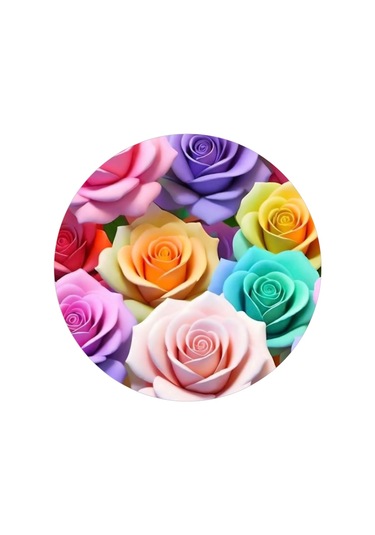 Yenilebilir Yuvarlak Pasta Resim Baskısı 20 Cm Şekerli Kağıt Gül Temalı 104