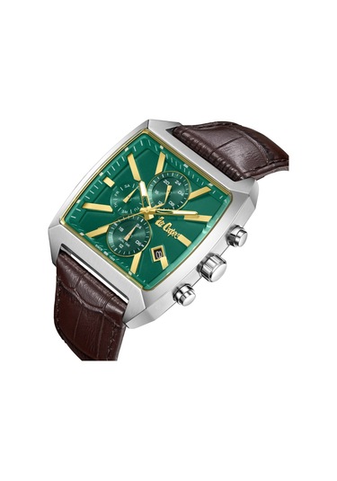 Lee Cooper Lc08180.372 Kare Kadran Deri Kordon Metal Kasa 5 Atm Suya Dayanıklı Kahverengi Renk Erkek Kol Saati Metalik